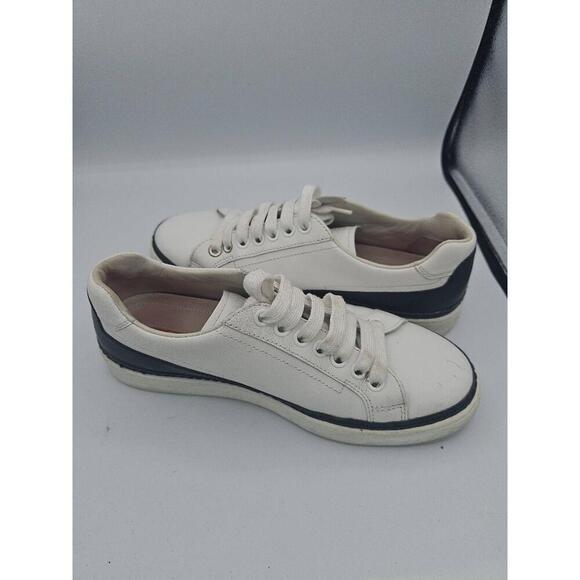 Prada 4E2831 White Leather Low Top Sneakers Colorblock Mens Size 7.5 - Picture 1 of 12